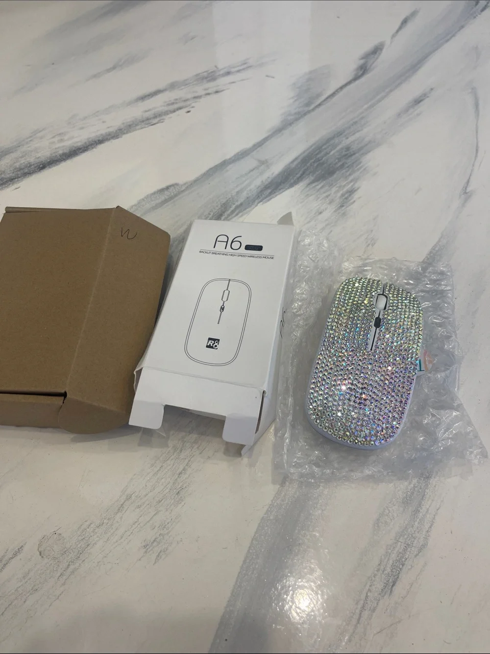 NIB Sparkle Wireless Mouse - Rhinestone Crystal Silver